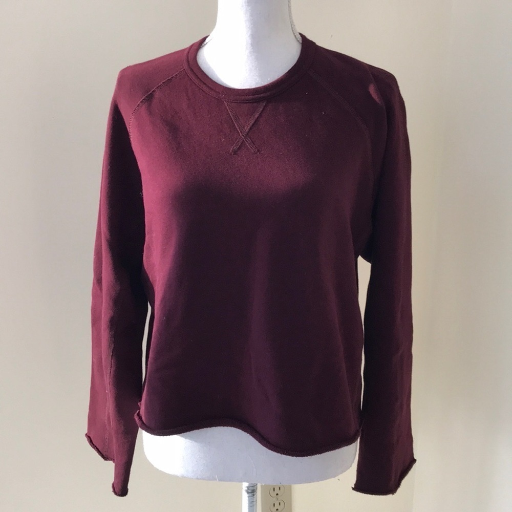 7 FOR ALL MANKIND Size S wine French terry long sleeve top